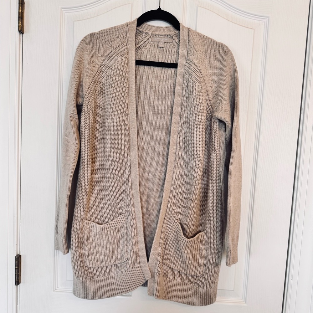 Banana Republic Cream Tan Open-Front Cotton Knit Cardigan Size Small